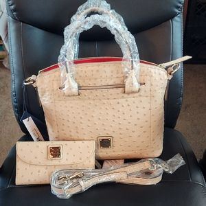 Dooney and Bourke Ostrich Domed Satchel with Matching wallet